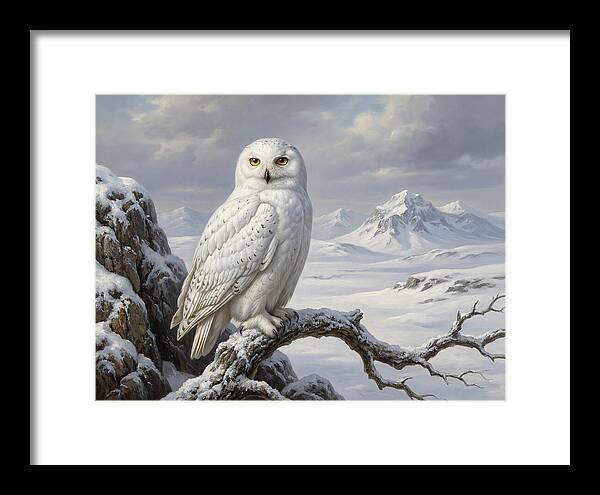 Snowy Owl Perched In Winter Landscape