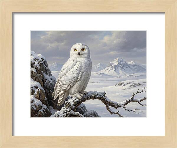 Snowy Owl Perched In Winter Landscape