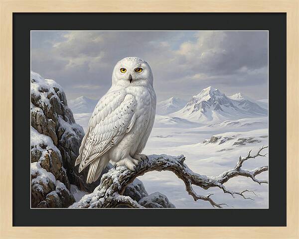 Snowy Owl Perched In Winter Landscape