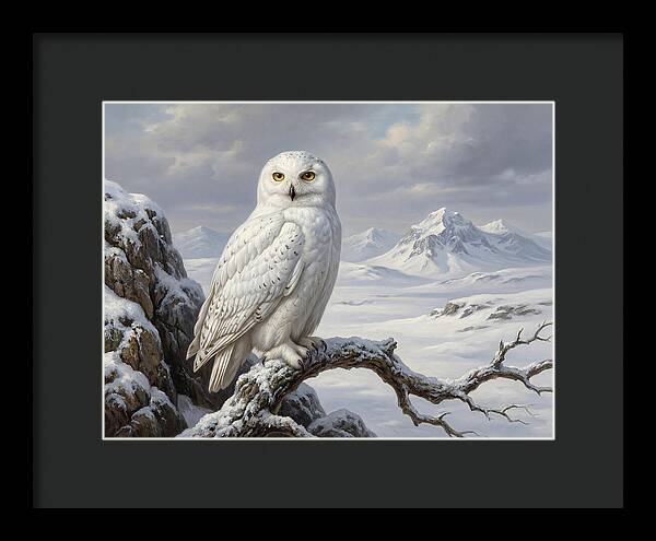 Snowy Owl Perched In Winter Landscape