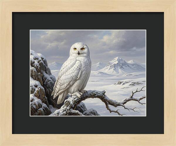 Snowy Owl Perched In Winter Landscape