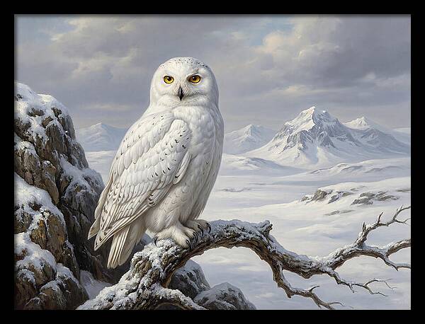 Snowy Owl Perched In Winter Landscape