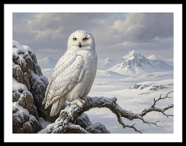 Snowy Owl Perched In Winter Landscape