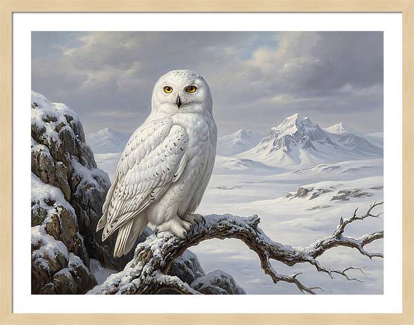 Snowy Owl Perched In Winter Landscape