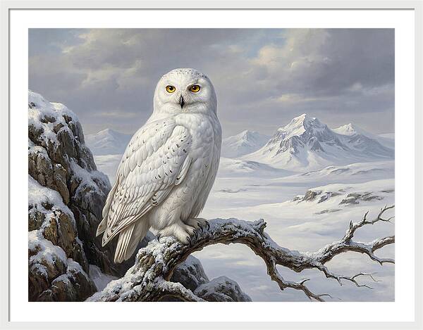 Snowy Owl Perched In Winter Landscape