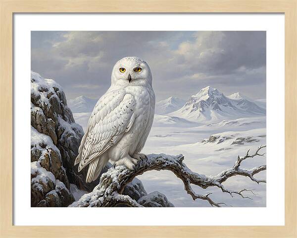 Snowy Owl Perched In Winter Landscape