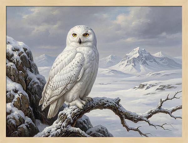 Snowy Owl Perched In Winter Landscape