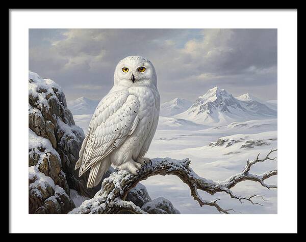 Snowy Owl Perched In Winter Landscape