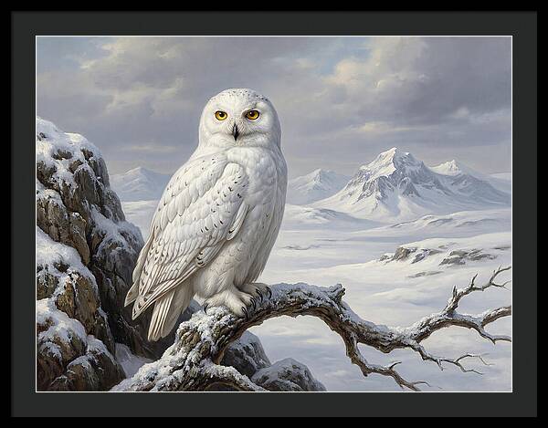 Snowy Owl Perched In Winter Landscape