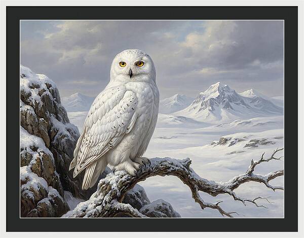 Snowy Owl Perched In Winter Landscape