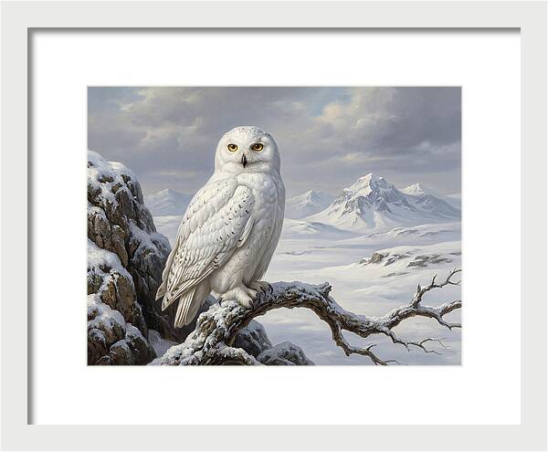 Snowy Owl Perched In Winter Landscape