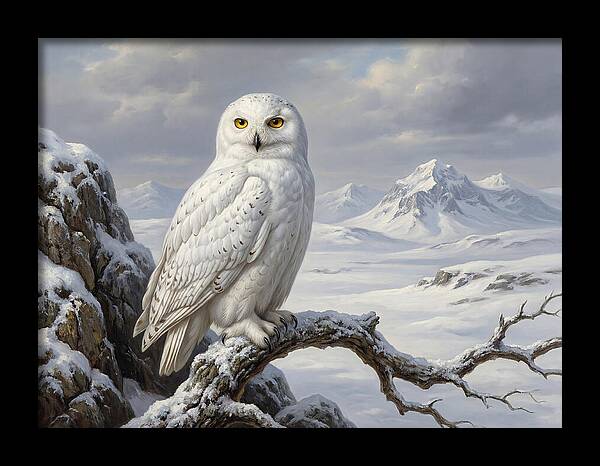 Snowy Owl Perched In Winter Landscape