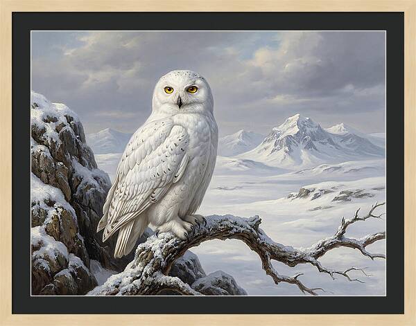 Snowy Owl Perched In Winter Landscape