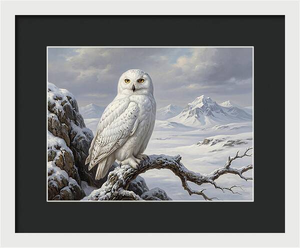 Snowy Owl Perched In Winter Landscape