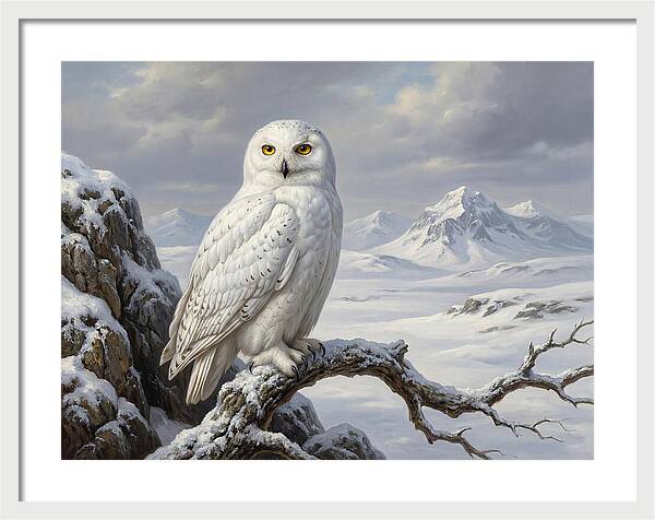 Snowy Owl Perched In Winter Landscape