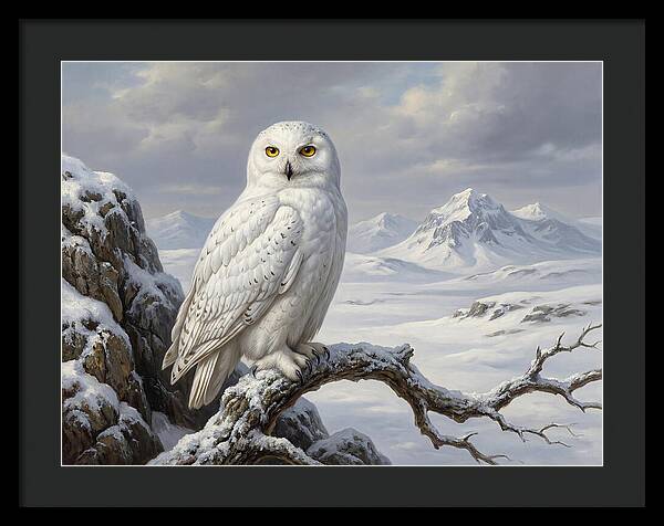 Snowy Owl Perched In Winter Landscape