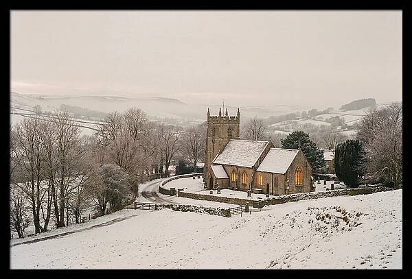 Snowy Village Church Glow