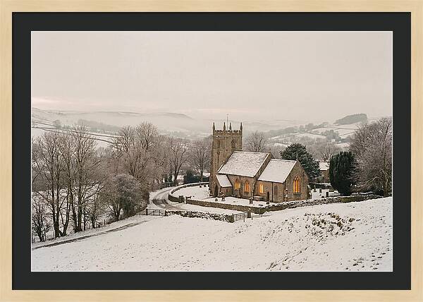 Snowy Village Church Glow