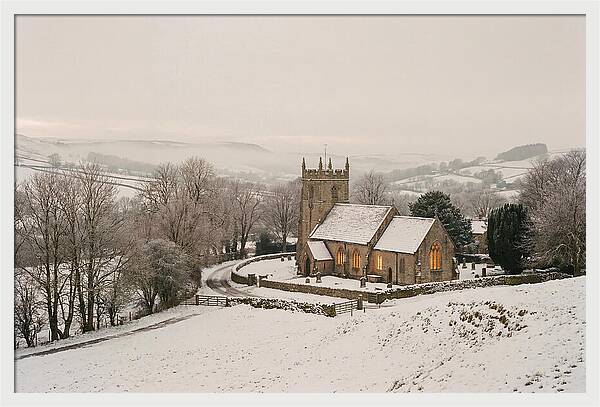 Snowy Village Church Glow
