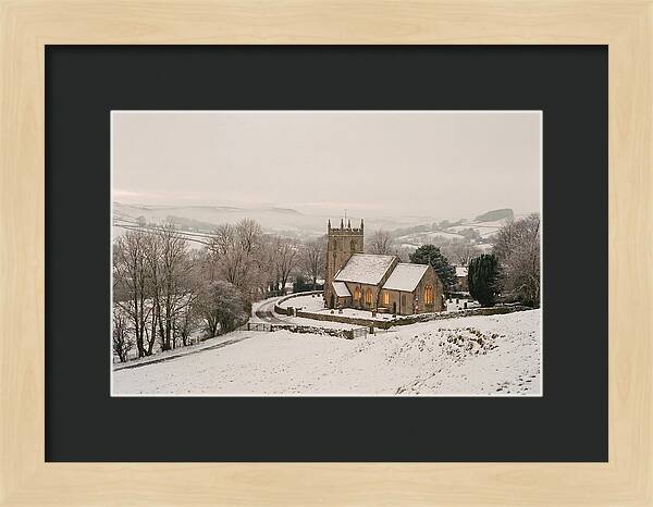 Snowy Village Church Glow