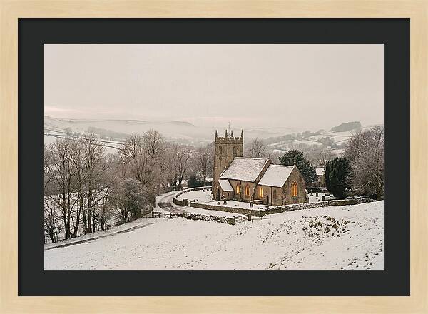 Snowy Village Church Glow