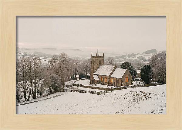 Snowy Village Church Glow