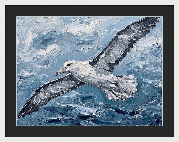 Soaring Albatross Over Waves