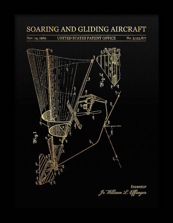 Soaring And Gliding Aircraft Gold Patent Us3153877