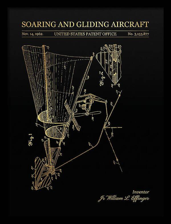 Soaring And Gliding Aircraft Gold Patent Us3153877