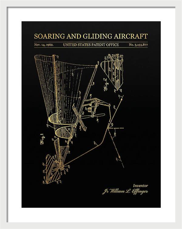 Soaring And Gliding Aircraft Gold Patent Us3153877