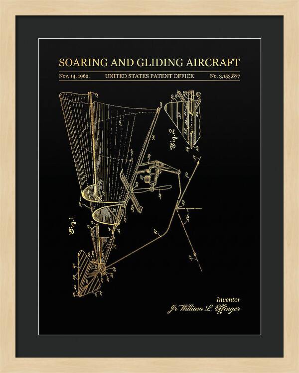 Soaring And Gliding Aircraft Gold Patent Us3153877