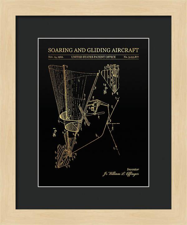 Soaring And Gliding Aircraft Gold Patent Us3153877