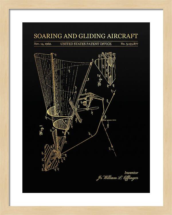 Soaring And Gliding Aircraft Gold Patent Us3153877