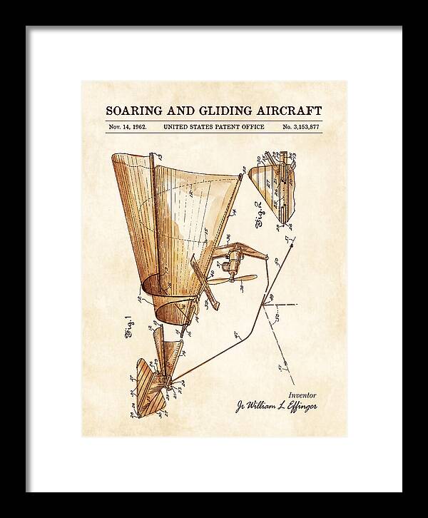 Soaring And Gliding Aircraft Watercolor Patent Us3153877