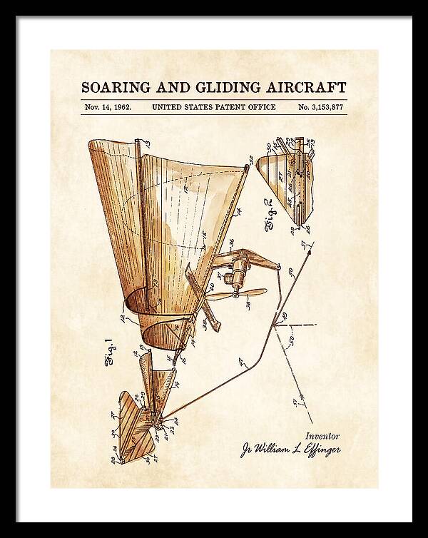Soaring And Gliding Aircraft Watercolor Patent Us3153877