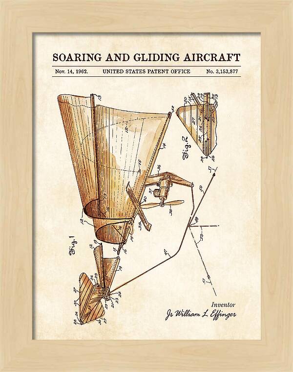 Soaring And Gliding Aircraft Watercolor Patent Us3153877