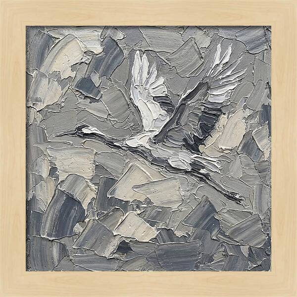 Soaring Crane In Grayscale