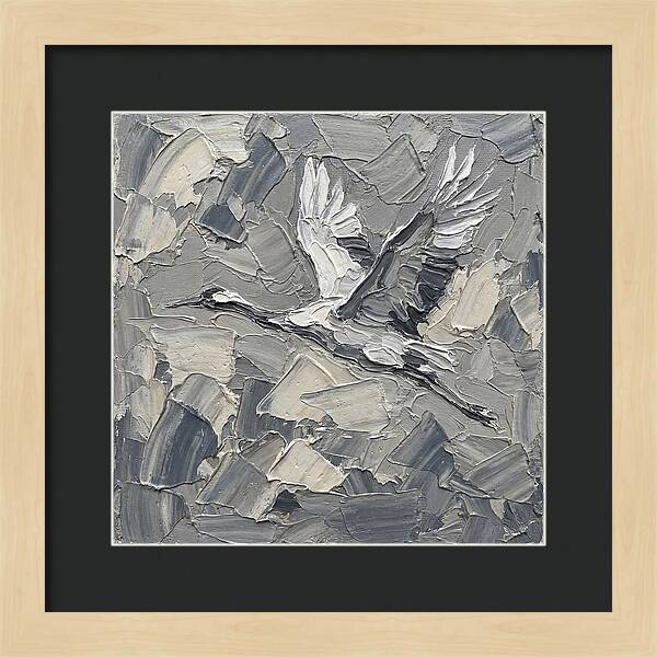 Soaring Crane In Grayscale