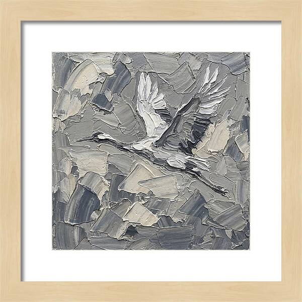 Soaring Crane In Grayscale