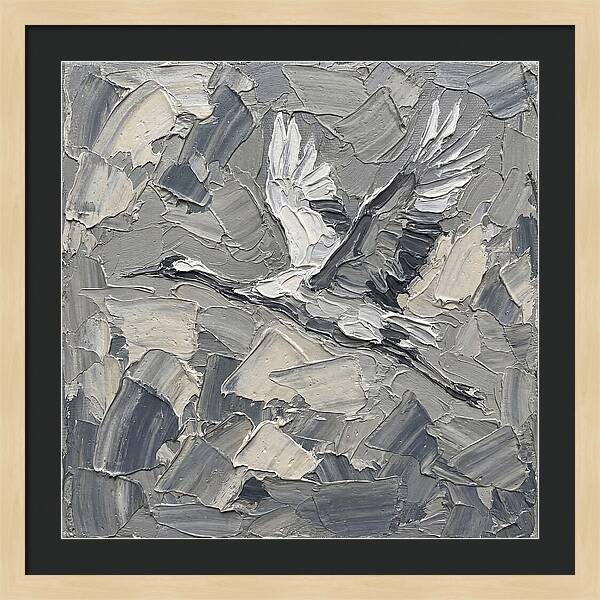 Soaring Crane In Grayscale