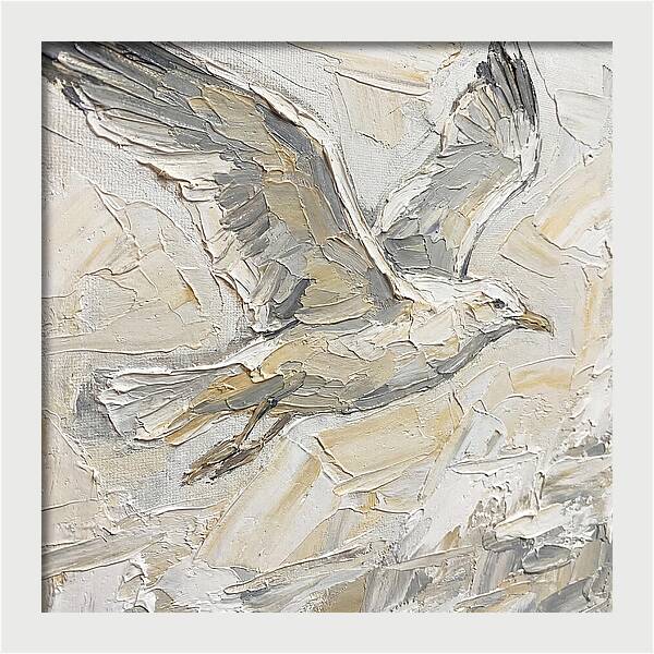 Soaring Seagull In Neutral Tones