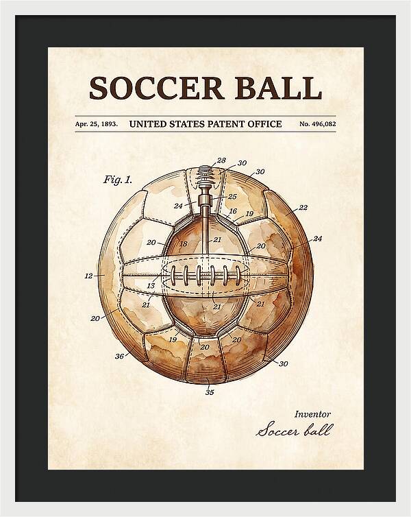 Soccer Ball Watercolor Patent Us496082
