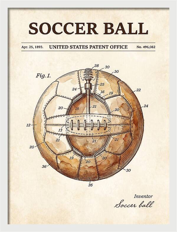 Soccer Ball Watercolor Patent Us496082