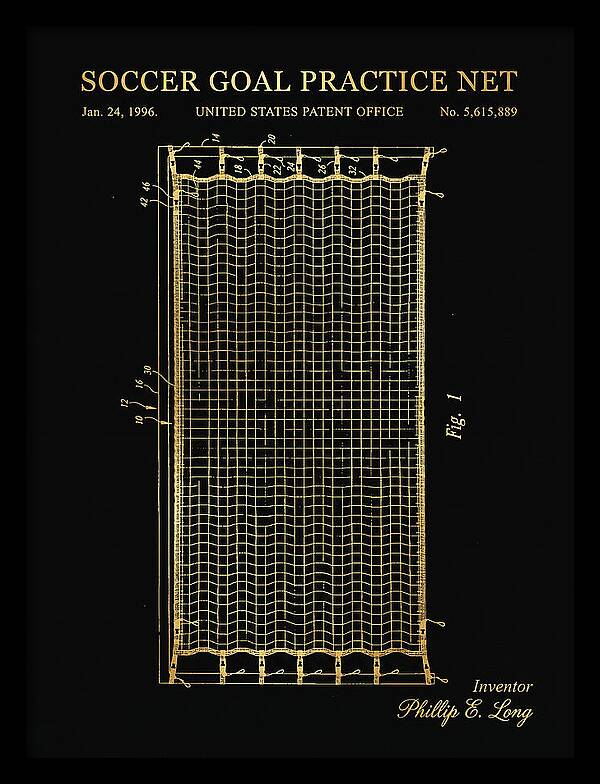 Soccer Goal Practice Net Gold Patent Us5615889