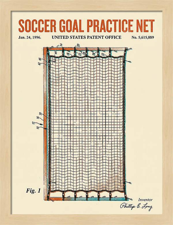 Soccer Goal Practice Net Retro Patent Us5615889