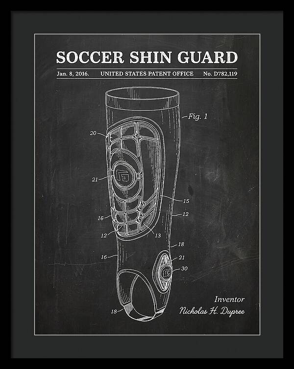 Soccer Shin Guard Chalkboard Patent Usd782119