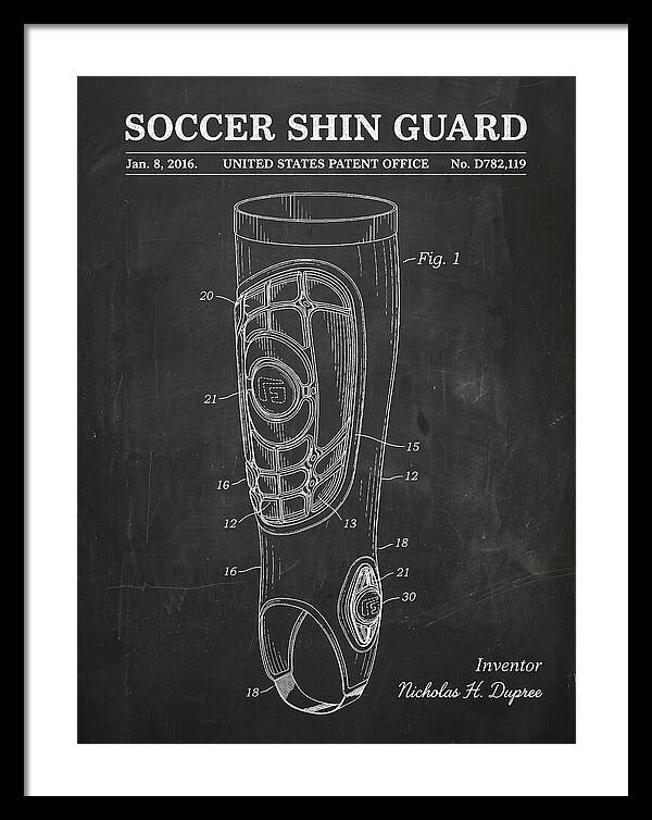 Soccer Shin Guard Chalkboard Patent Usd782119
