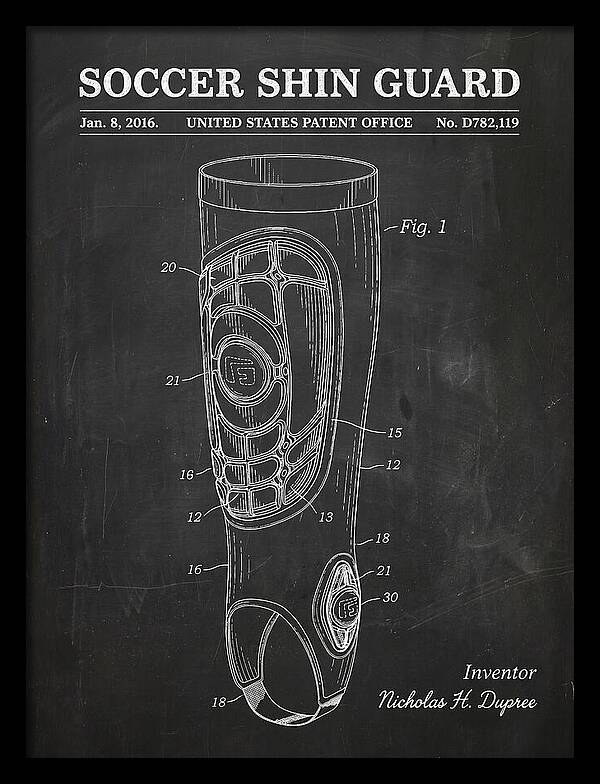 Soccer Shin Guard Chalkboard Patent Usd782119