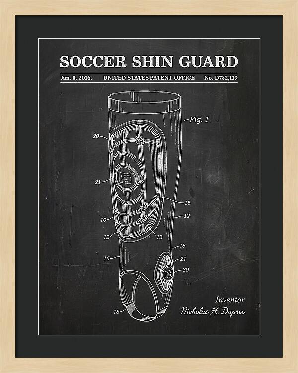 Soccer Shin Guard Chalkboard Patent Usd782119