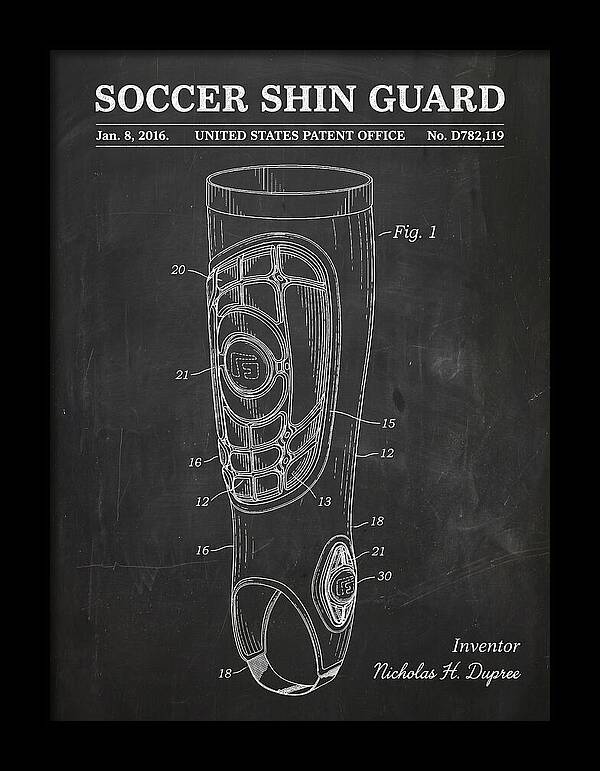 Soccer Shin Guard Chalkboard Patent Usd782119